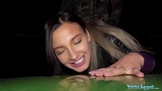 Flexible Black blonde hottie in outdoor വൈകുന്നേരം blowjob and fuck